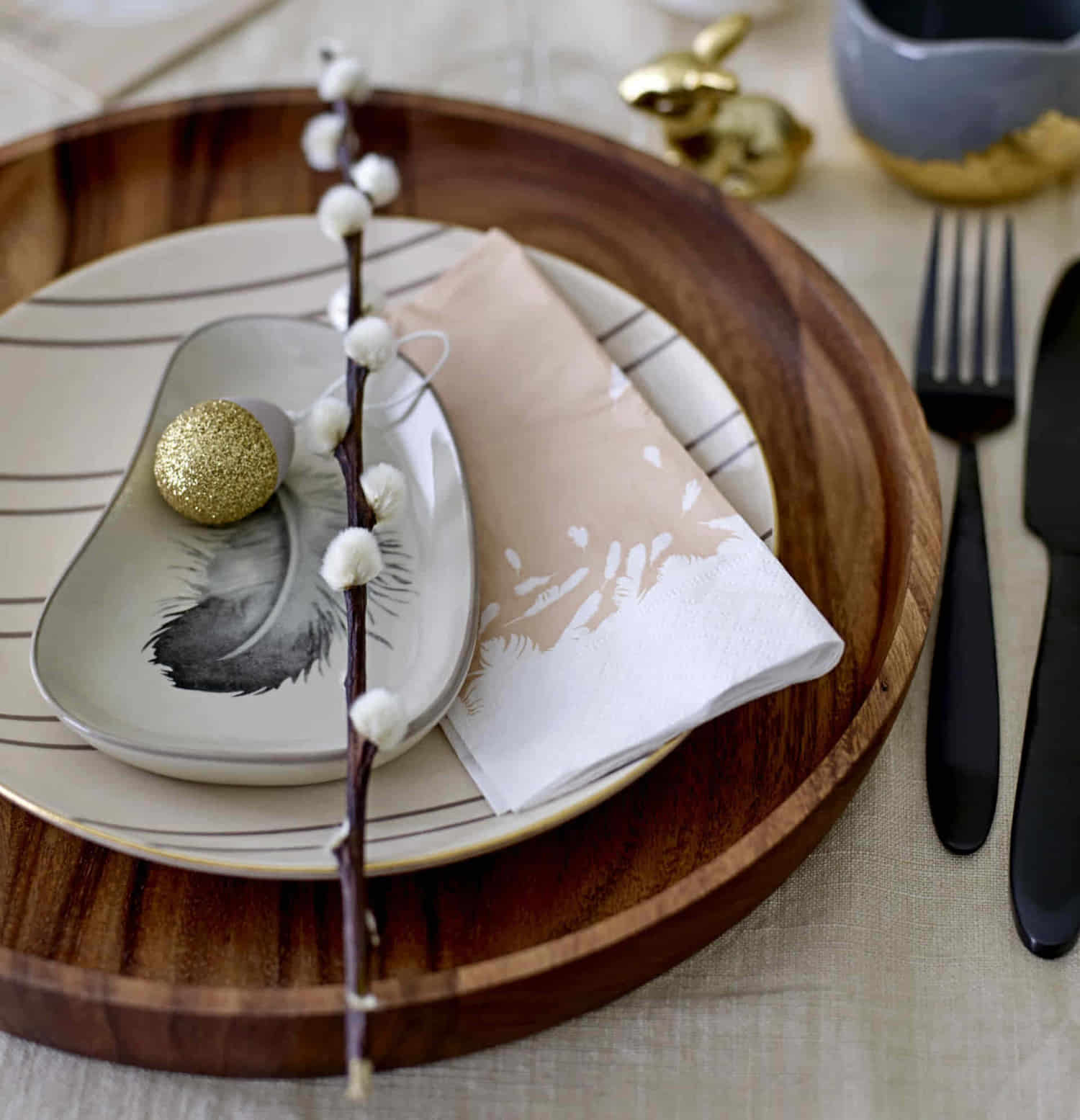 Bloomingville Ava Schale Steingut beige Motiv